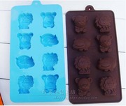 硅胶巧克力DIY手工皂冷制皂模具 8连小熊狮子河马动物蛋糕模8032