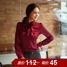 2012春装 新款女装OL淑女荷叶边职业女式衬衫衬衣女长袖修身 大码