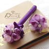 婚庆婚礼签到笔结婚嘉宾签名笔紫色花球个性，婚庆用品金色墨