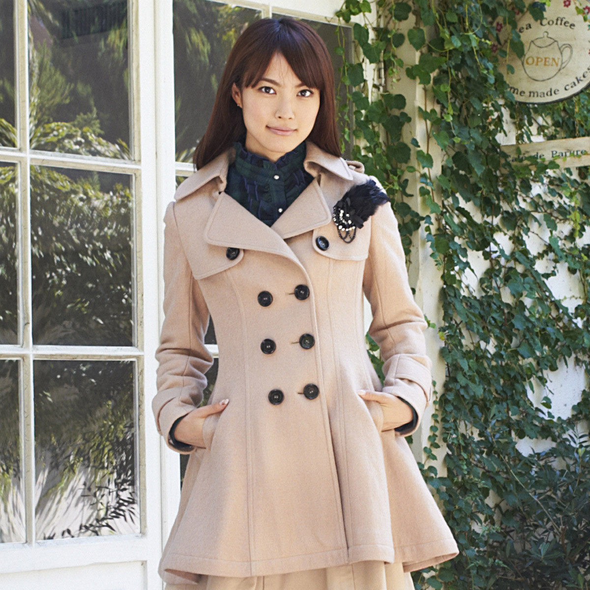 Goelia/歌莉娅专柜正品2012中长款毛呢外套女装大衣代购1CC6E090