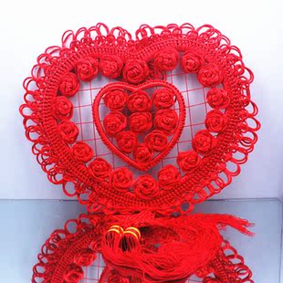  结婚用品新房装饰挂件心形玫瑰花挂件爱心中国结挂饰 婚房装饰