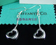 tiffany925纯银长线桃心耳环