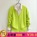 2012春装新款女装卷边包扣 甜美针织衫 长袖开衫毛衣外套韩版外搭