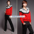 2011春秋季新款女士开衫连帽运动服女款时尚休闲拼色长袖运动套装