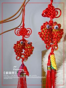  【拍就送】中国民间工艺品中国风中国结-挂件/欢喜对鱼饰品