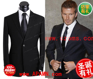  正品阿玛尼西服套装男旗舰店 经典一粒扣藏蓝色西装套装男士首选