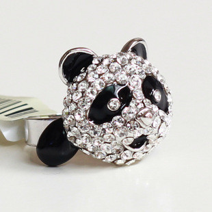  2024  女 韩版潮人女可爱指环功夫熊猫水钻戒指指环 10g