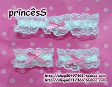 日单 lolita公主【新】卡哇伊蕾丝腿圈+2手环-粉蝴蝶结3件