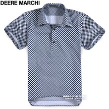 【5折】DEERE MARCHI 大方细方格纯棉男士翻领短袖衬衫DM39
