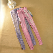 出口欧美单弹力棉修身显瘦彩色复古甜美粉紫两色小脚裤牛仔裤