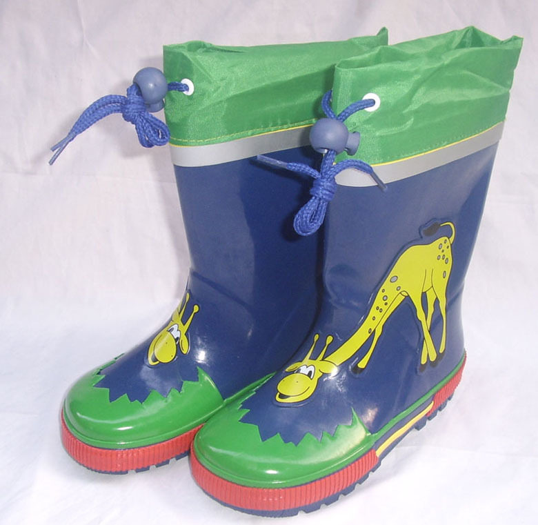 皇冠*天然橡胶*外贸全新正品蓝色长颈鹿束口儿童雨靴雨鞋/24-25码-