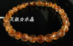  天极水晶 精美正品天然铜发晶手链6.5mm(NO.12875)~实物拍摄