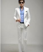 领型规则韩版修身白色一扣领新郎结婚礼仪婚庆西装套装