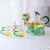 创意茶壶玻璃茶具套装绿叶，南瓜花茶壶可加热过滤功夫茶具红茶壶