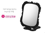 安娜苏黑色树脂化妆镜高清台式梳妆美容公主镜折叠方镜子