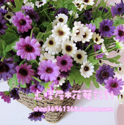 庆皇冠推广特价,涩春·山野菊配藤篮组合花饰