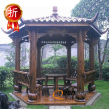 户外凉亭 亭子 休闲别墅木屋 碳化防腐木 花园 仿古木艺六角凉亭
