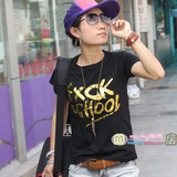 MIX-BAG潮店 热血outerspace坏学生fuck school女短袖全棉潮T恤