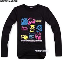 【5151m】DEERE MARCHI莱卡时尚帅气摩托弹性长袖T恤CYR002黑