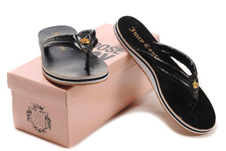 2010新款热销juicy couture 橘滋时尚女式人字拖鞋 幸运黑