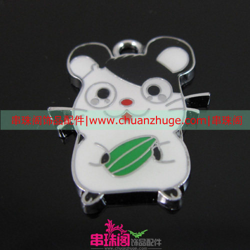 DIY饰品配件|皇冠店|25*19mm小老鼠黑色（合金镀白K）11元10个