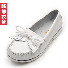 韩都衣舍⑤现货韩国2012春季新款牛皮流苏平底女<span class=H>单鞋</span>SH1550晞