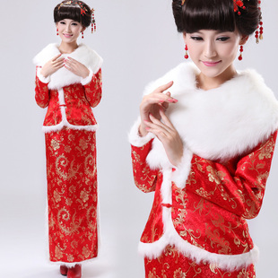  幸服良呈 新款红色新娘秋冬季长袖长款结婚婚礼敬酒服旗袍晚礼服