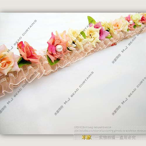 米家品牌 全杆满花粉色蕾丝轨道（单面花）  珠帘挂杆 帘杆
