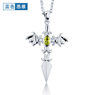  蓝色思维 天使之剑 纯银项链男 十字架 韩版时尚 女项链男士 情侣