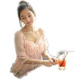 限时特价！超柔美浪漫蕾丝花边雪纺上衣+吊带（两件套）实物图

优惠5%返利:0.0337