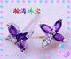 活泼可爱 纯银镀白金紫晶耳饰