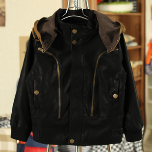  秋冬装韩新款 水手眼镜宝宝儿童男童装休闲夹克皮衣外套Z0297