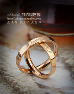  【不退色钛钢】 钛钢14k玫瑰金 彩金 情侣戒指 对戒