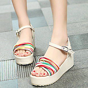 厚底松糕高跟凉鞋子...