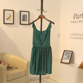 Amoy gold Japanese Women Shuiyu Polka Dot Doll Neck Camisole waist dress