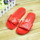迪士尼卡通米奇空头大红色女式防滑软底低跟凉拖