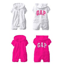 外贸童装TONG g*!P全棉花边PP公主款连体爬服 婴幼儿哈衣夏装短袖