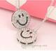 韩国进口 时尚可爱笑脸满钻长短双条项链