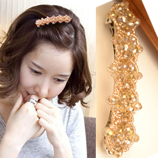  韩版新娘结婚饰品水晶水晶发卡马尾发夹弹簧横夹头饰发饰