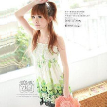 2012夏装 新款女装 韩版 夏季高腰碎花连衣裙雪纺吊带裙 气质淑女