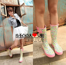 2010出口美国正品 可爱粉色小碎花 女雨鞋雨靴水靴水鞋套鞋胶鞋