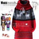 027韩版秋冬连帽宽松范冰冰甜蜜公主复古英伦简约淑女衫长款毛衣