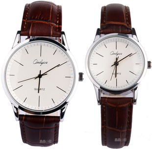  奥利妮正品情侣手表 韩版时尚一对表 真皮带时装表休闲情侣复古表