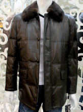 佟二堡2011新绵羊皮羽绒皮衣服男士中长款皮外套真皮夹克水貂领36