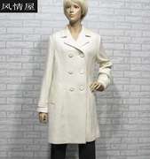 女装依兰ELANIE米白色大衣冬季保暖厚实双排扣