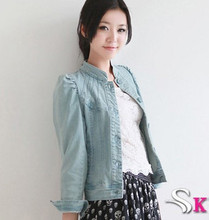 实拍2012新款春装 女装韩版耸肩修身显瘦立领牛仔外套 上衣585#