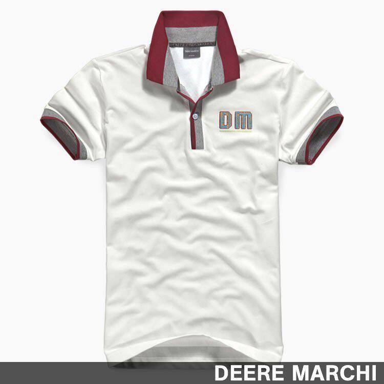 【5折】DEERE MARCHI简约LOGO镶嵌纯棉翻领polo衫 ZO-009白