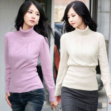 2011秋冬装新款韩版时尚女装修身<span class=H>打底</span>毛衣针织衫钉珠<span class=H>打底</span>衫 1817