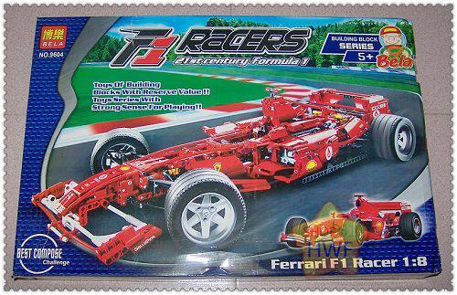 5钻*博乐/bela拼装玩具积木9604跑车 F1赛车 1249块 仿乐高LEGO