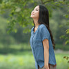 夏装韩版女装休闲苎麻纯色开衫短袖衬衫衬衣透气舒适